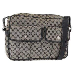Authentic CELINE Macadam Canvas Shoulder Bag Gray Silver